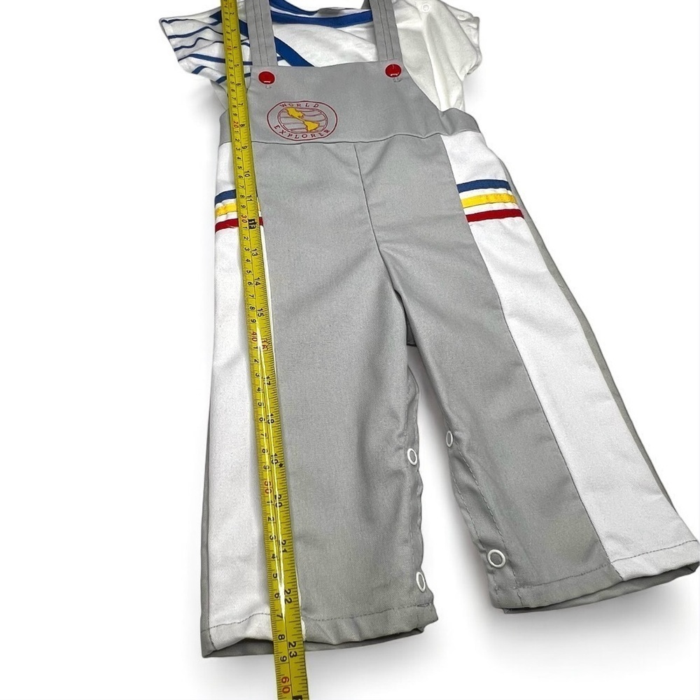 Vintage 70s Toddler Baby Boys Overall Set Striped Retro Mod Outfit 1T NWOT - Picture 8 of 9